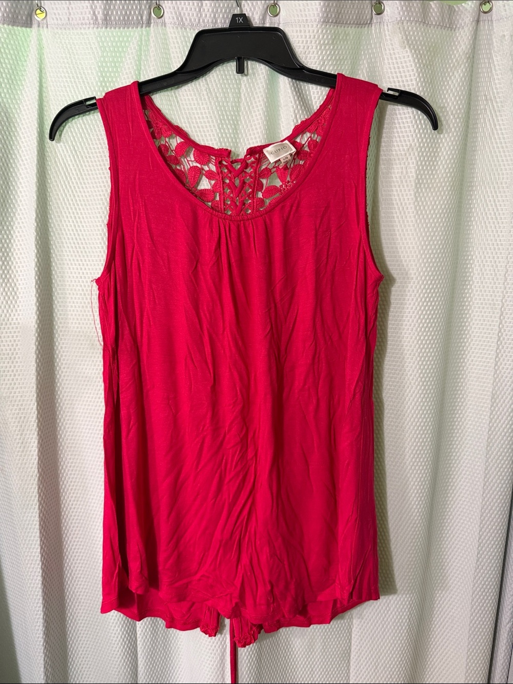 Cupio Hot Pink Lace-Back Sleeveless Tank